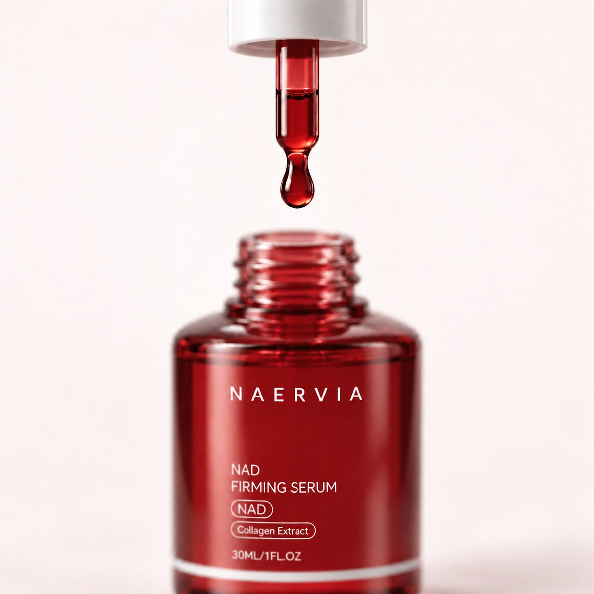 The dropper and a single drop of NAERVIA serum