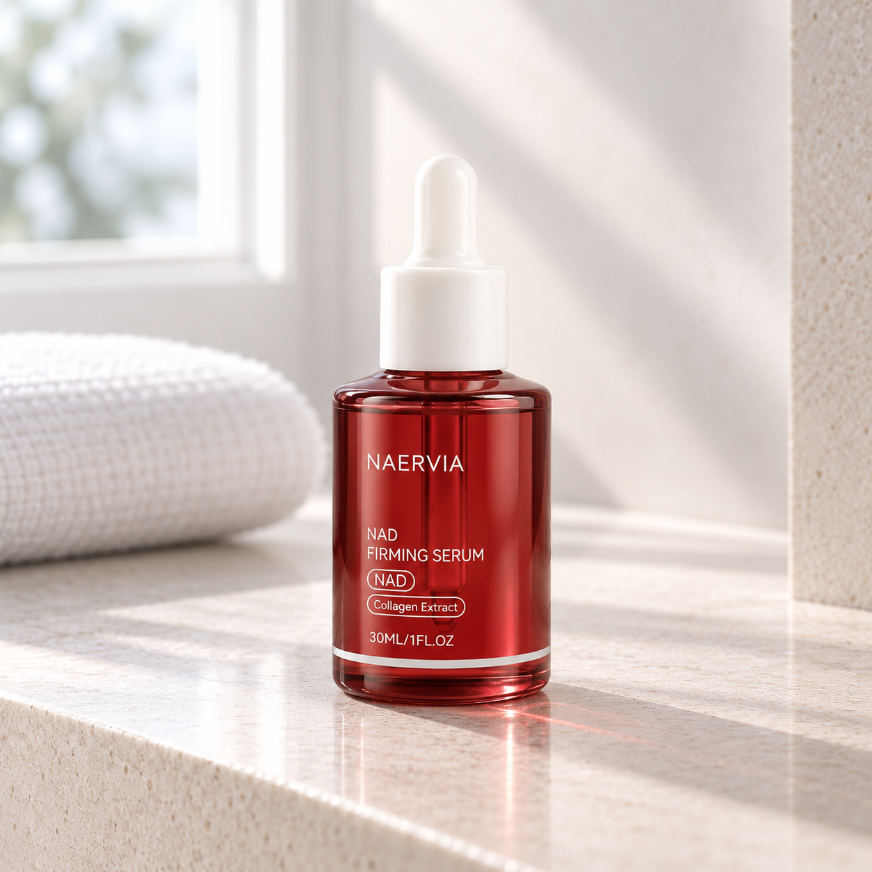 Dropi af NAERVIA serum á kinnbeini, óútbreiðdur